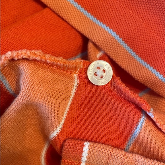 Brooks Brothers Orange Blue White Striped Polo Shirt Size Medium Cotton EUC - Picture 7 of 8